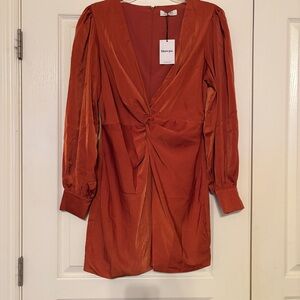 Showpo Terracotta Long Sleeve Dress